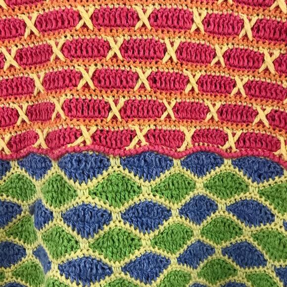 Susan Bristol Y2K 2000s Vintage Crochet patchwork Grandma cardigan sweater M - Picture 9 of 10